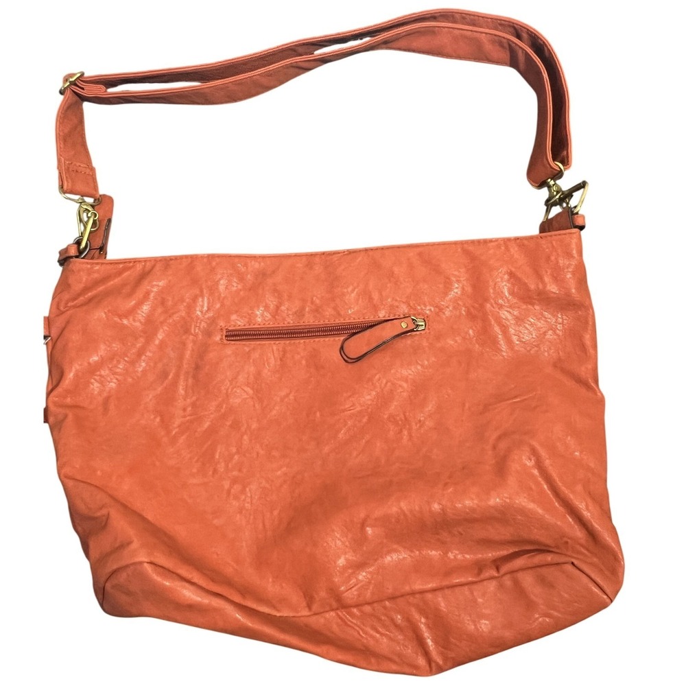 Bueno‎ Rust Terracotta Faux Leather Hobo Shoulder Bag Adjustable Strap Gold